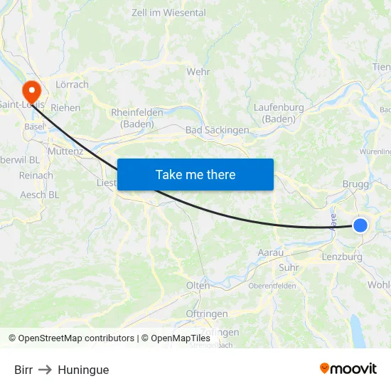 Birr to Huningue map
