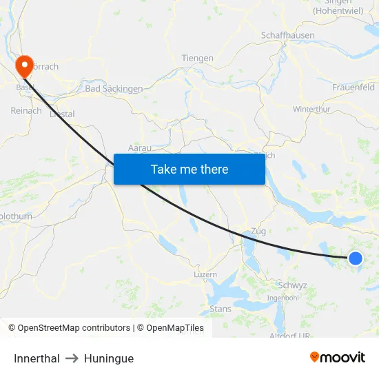 Innerthal to Huningue map