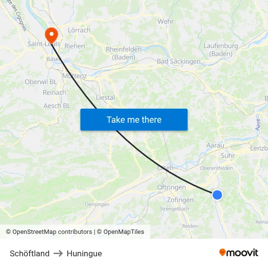 Schöftland to Huningue map