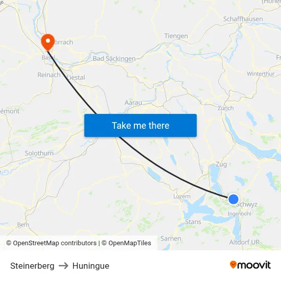 Steinerberg to Huningue map