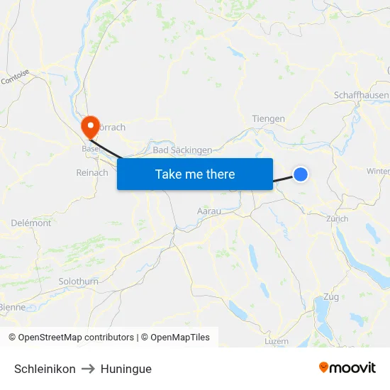 Schleinikon to Huningue map