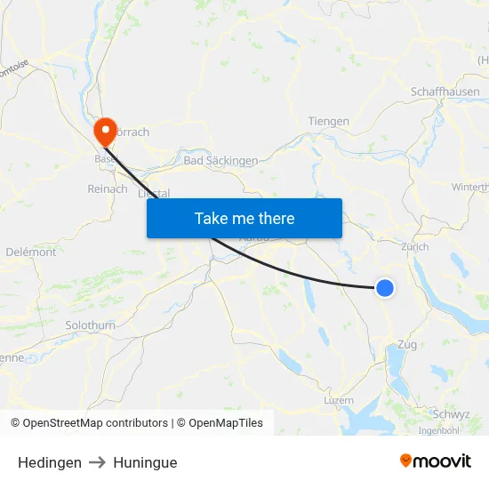 Hedingen to Huningue map
