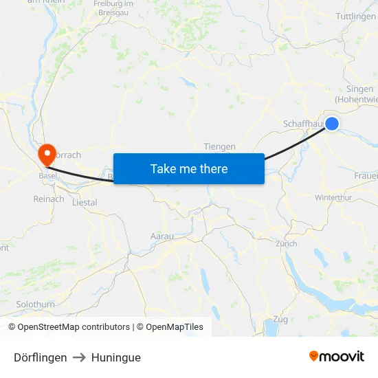 Dörflingen to Huningue map