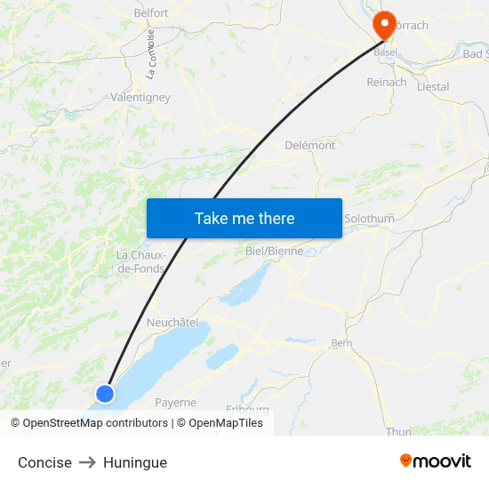 Concise to Huningue map