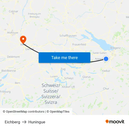 Eichberg to Huningue map
