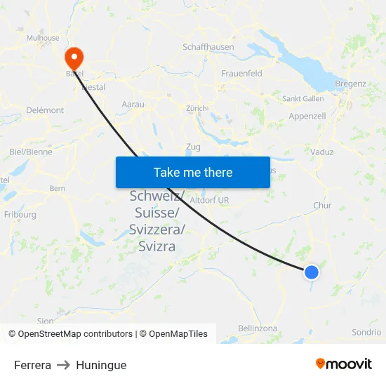 Ferrera to Huningue map