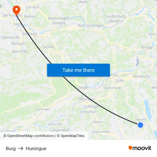 Burg to Huningue map