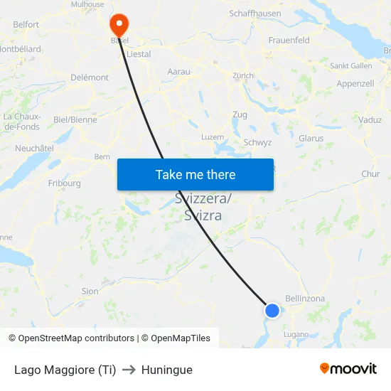 Lago Maggiore (Ti) to Huningue map