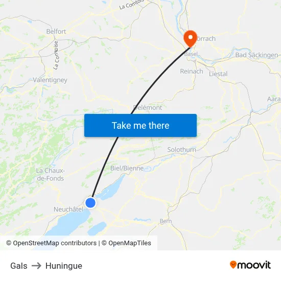 Gals to Huningue map