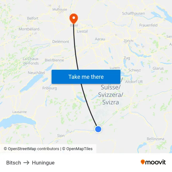 Bitsch to Huningue map