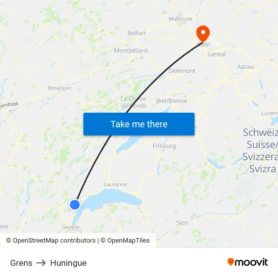 Grens to Huningue map