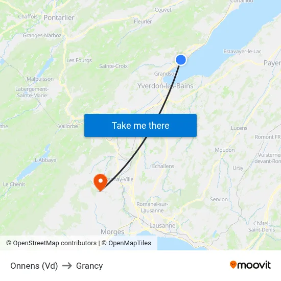Onnens (Vd) to Grancy map