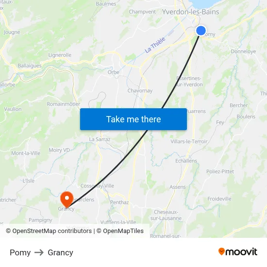 Pomy to Grancy map