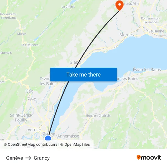 Genève to Grancy map