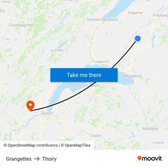 Grangettes to Thoiry map