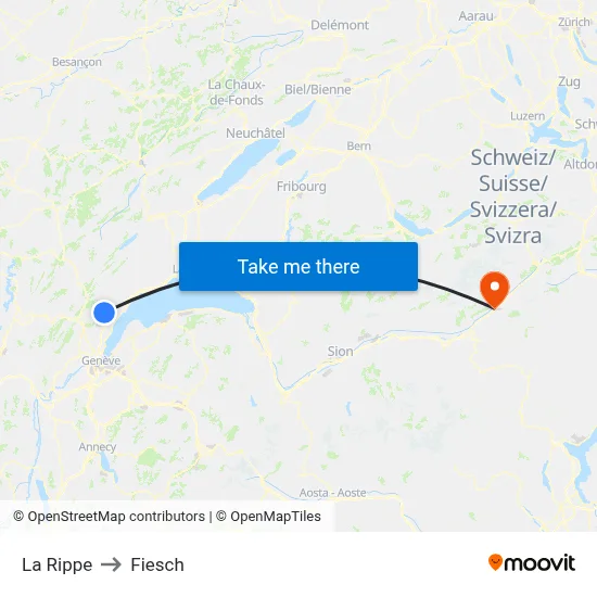 La Rippe to Fiesch map