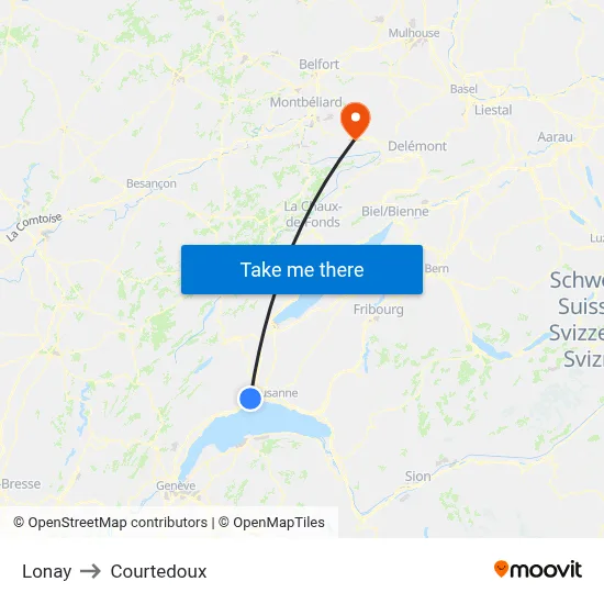 Lonay to Courtedoux map