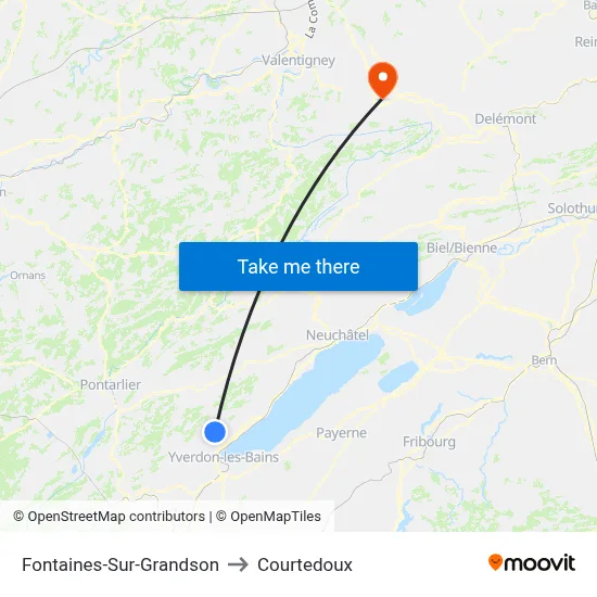 Fontaines-Sur-Grandson to Courtedoux map