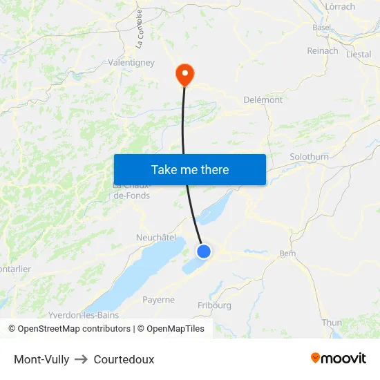 Mont-Vully to Courtedoux map