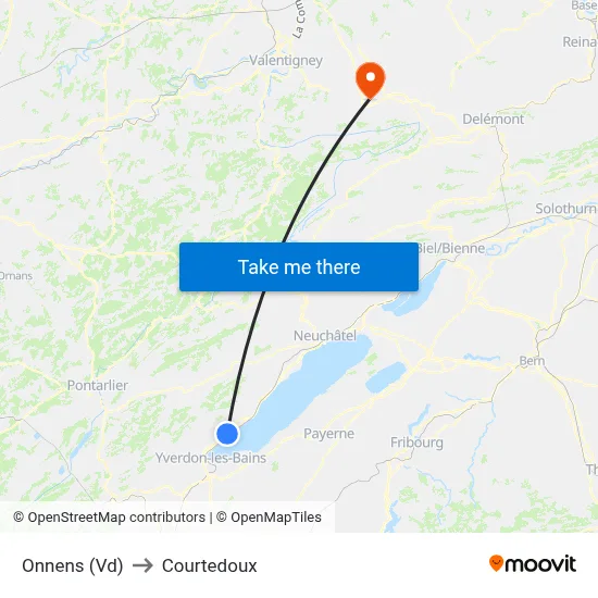 Onnens (Vd) to Courtedoux map
