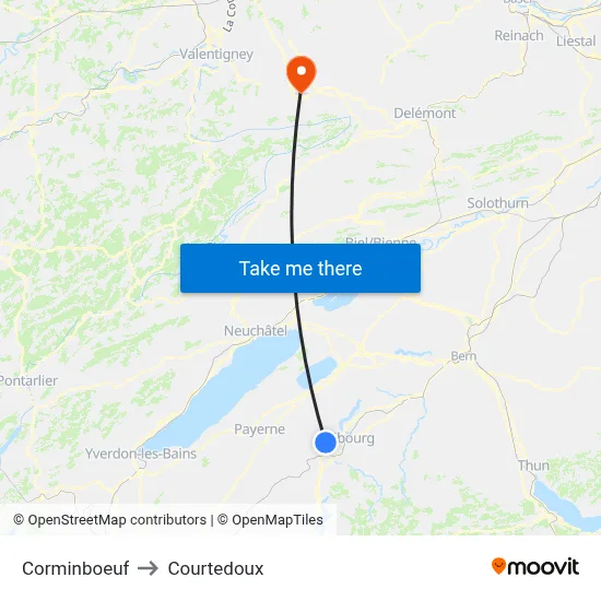 Corminboeuf to Courtedoux map