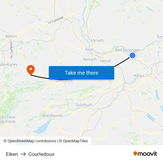 Eiken to Courtedoux map