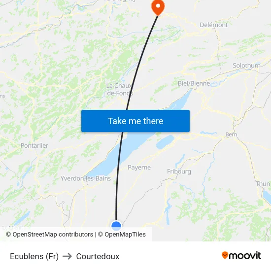 Ecublens (Fr) to Courtedoux map