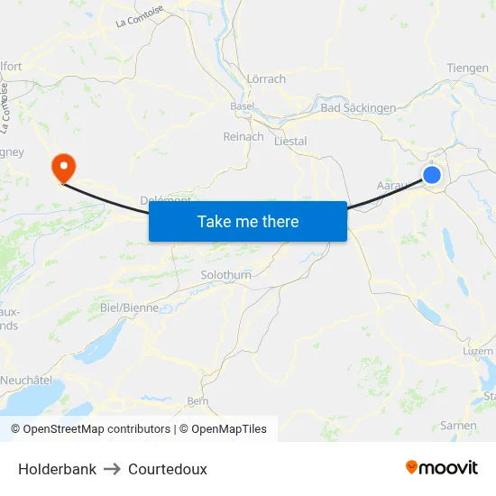 Holderbank to Courtedoux map
