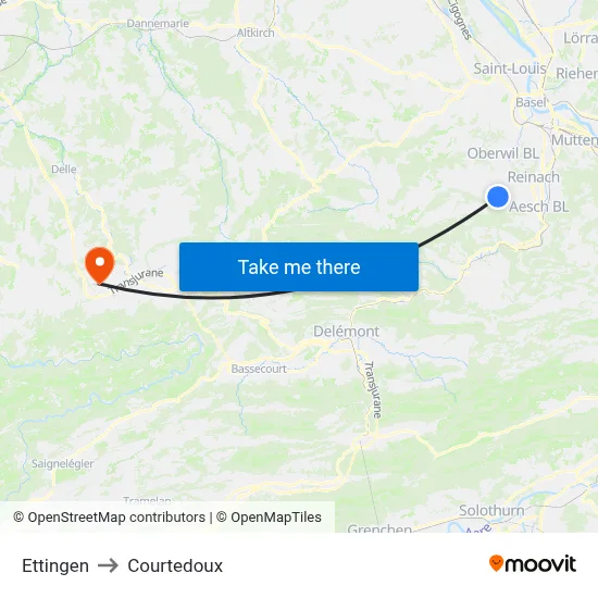 Ettingen to Courtedoux map