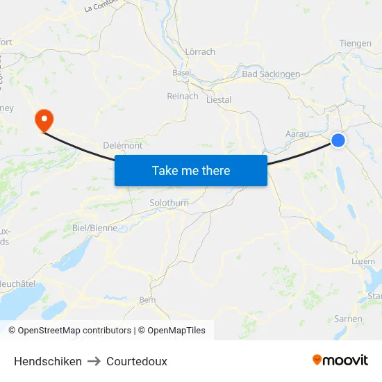 Hendschiken to Courtedoux map