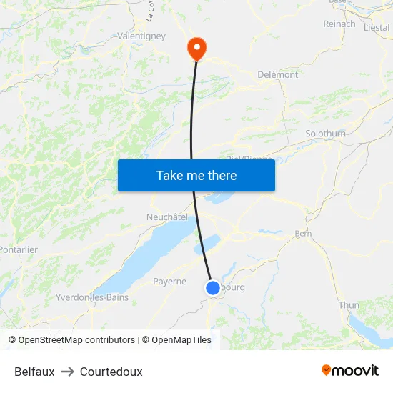 Belfaux to Courtedoux map