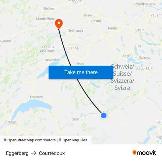 Eggerberg to Courtedoux map