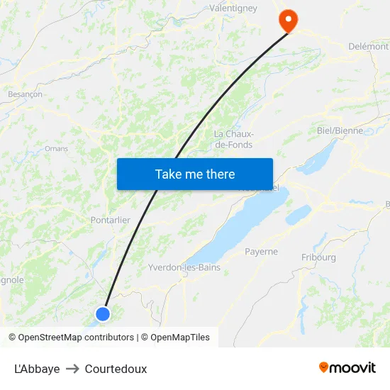 L'Abbaye to Courtedoux map
