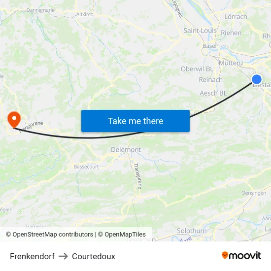 Frenkendorf to Courtedoux map