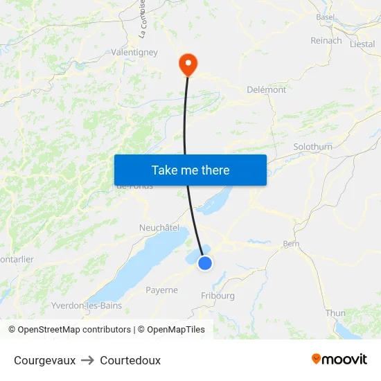 Courgevaux to Courtedoux map
