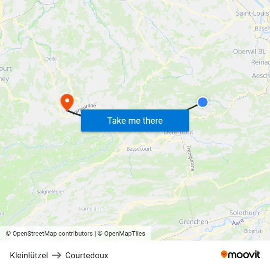 Kleinlützel to Courtedoux map