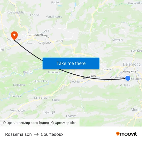 Rossemaison to Courtedoux map