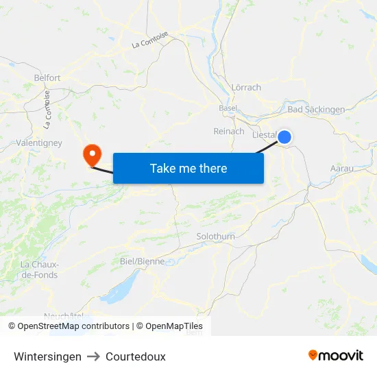 Wintersingen to Courtedoux map