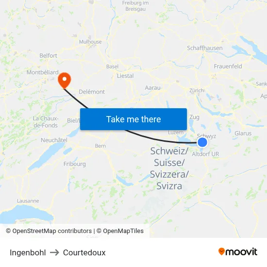 Ingenbohl to Courtedoux map