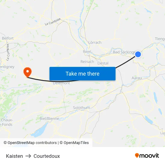 Kaisten to Courtedoux map