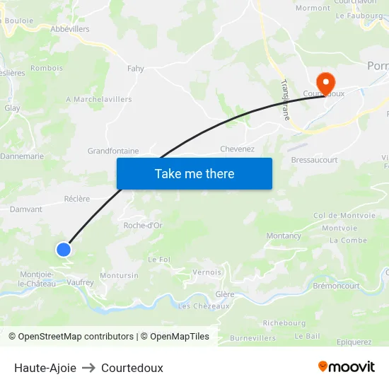 Haute-Ajoie to Courtedoux map