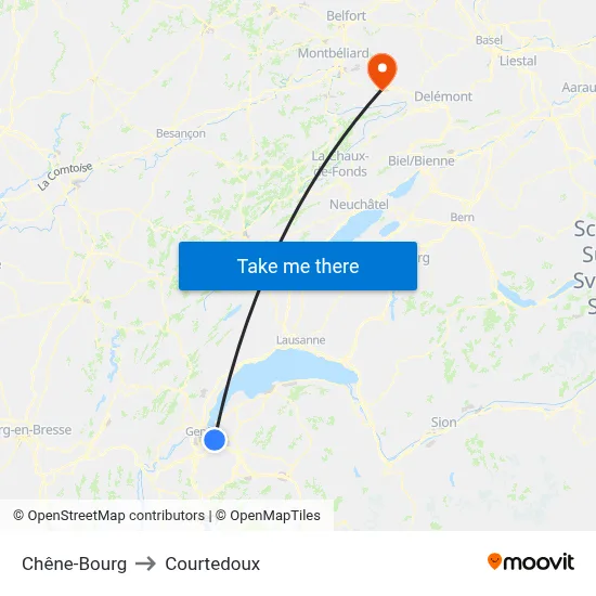 Chêne-Bourg to Courtedoux map