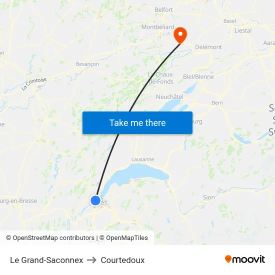 Le Grand-Saconnex to Courtedoux map