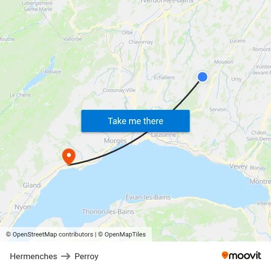 Hermenches to Perroy map