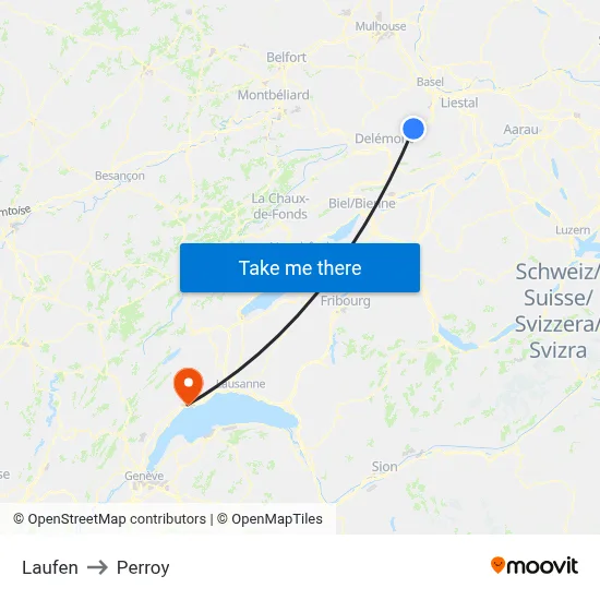 Laufen to Perroy map