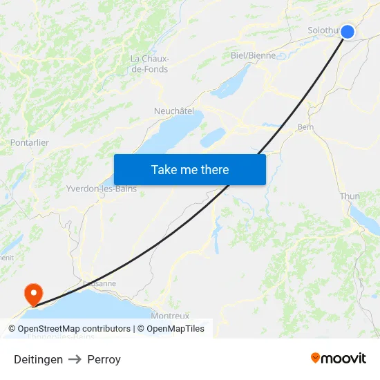 Deitingen to Perroy map