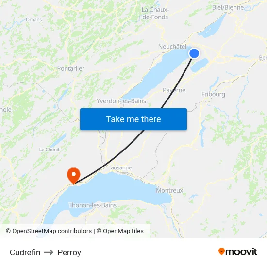 Cudrefin to Perroy map