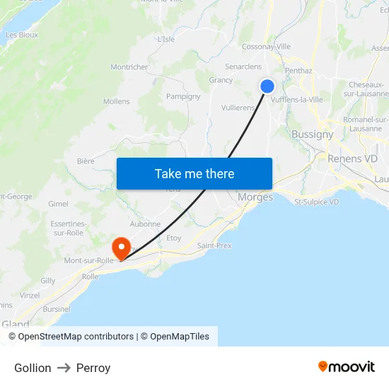 Gollion to Perroy map