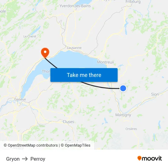 Gryon to Perroy map