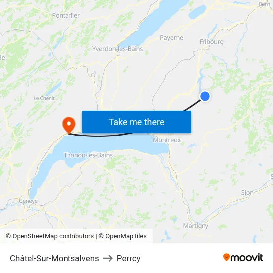 Châtel-Sur-Montsalvens to Perroy map